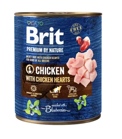 Brit Premium by Nature Chicken with hearts 800 g / Konzerva pro psy / kuře se srdíčky