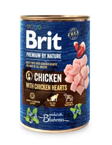 Brit Premium by Nature Chicken with hearts 400 g / Konzerva pro psy / kuře se srdíčky