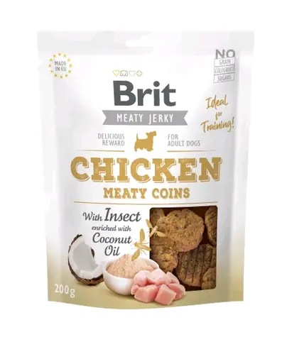 Brit Jerky Chicken with Insect Meaty Coins 200g / Sušené masové pamlsky