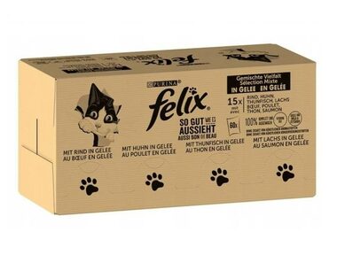 Purina Felix Mix Original 120x 85 g / Kapsičky pro kočky / hovězí & kuřecí & treska a tuňák)