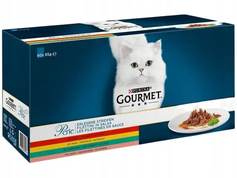 Purina Gourmet Perle Mix 60x85 g / kapsičky pro kočky / hovězí & kuřecí & králičí & losos / doprodej