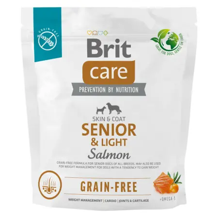 Brit Care Dog Grain-Free Senior&Light Salmon 1kg / Granule pro psy / kvalitní srst a kůže