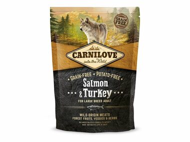 CARNILOVE Dog Salmon &Turkey LB 1.5kg / Holistické krmivo pro dospělé psy velkých plemen / bez obilovin