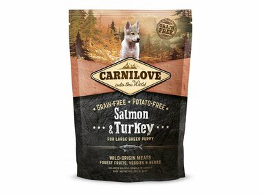 CARNILOVE Dog Salmon & Turkey LB Puppy 1.5kg / Kompletní krmivo pro štěňata větších plemen / bez obilovin a brambor / od