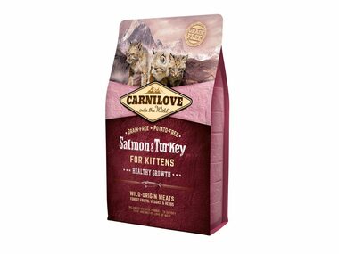 CARNILOVE Cat Grain Free Salmon&Turkey Kittens Healthy Growth 2kg / Holistické kompletní krmivo pro koťata / bez obilovi / doprodej