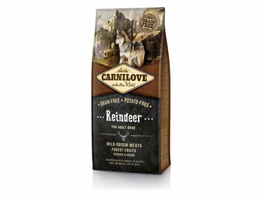 CARNILOVE Dog Reindeer for Adult 12kg / Holistické kompletní krmivo pro dospělé aktivní psy / bez obilovin a brambor  / doprodej