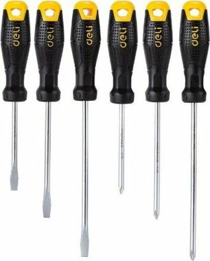Deli Tools EDL620006 Sada šroubováků s magnetem / 3x plochý / 3x křížový