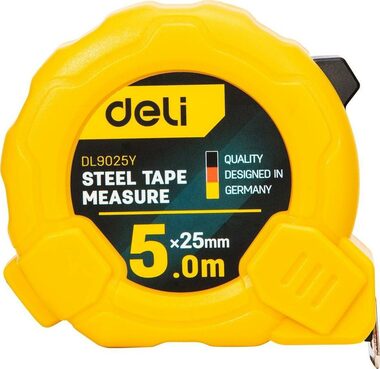 Deli Tools EDL9025Y Svinovací metr 5 m / šířka pásky 25 mm / ocel