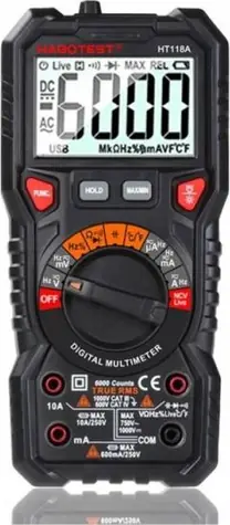 Habotest HT118A Digitální univerzální multimetr s baterkou / True RMS / NCV / 3x AAA