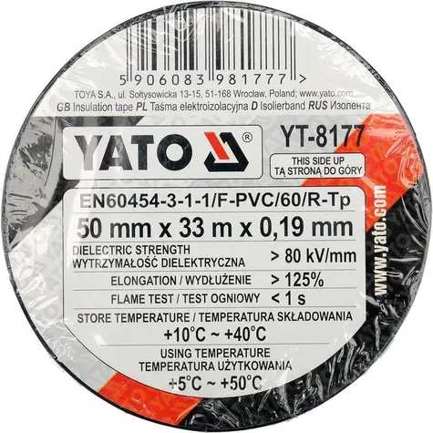 YATO YT-8177 / Páska izolační 55 x 0.19 mm x 33 m černá