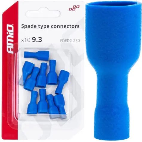 AMiO Konektory izolované - samice modrá 6.3mm 1.5-2.5mm2 15A / sada 10ks