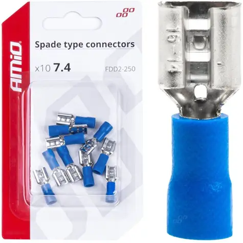AMiO Konektory - samice modrá 6.3mm 1.5-2.5mm2 15A / sada 10ks