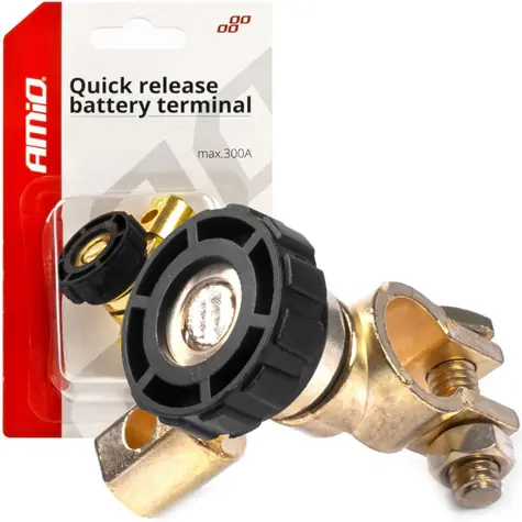 AMiO Odpojovač autobaterie/akumulátoru 12/24V 300A - na mínus pól / typ L / 90 stupňů úhel
