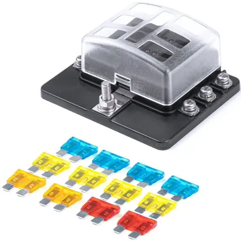 AMiO Pojistková skříňka se zemnicími svorkami 30A - 6 pozic (s pojistkami) / 6 zásuvek / LED indikace