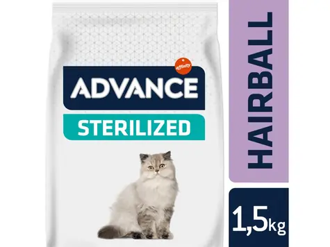 ADVANCE CAT Sterilized Hairball 1.5kg / Superprémiové krmivo (granule) / pro kastrované dospělé kočky