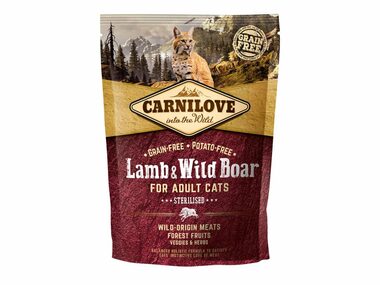 Carnilove Cat Grain Free Lamb&Wild Boar Adult Sterilised 400g / Granule pro kočky / pro sterilizované kočky