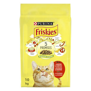 PURINA Friskies Krmivo pro kočky hovězí kuře se zeleninou 10kg / Granule pro kočky / pro dospělé kočky
