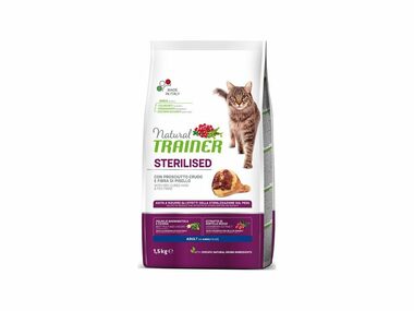 Trainer Natural Cat STERILISED sušená šunka 1.5kg / Granule pro kočky / pro sterilizované dospělé kočky