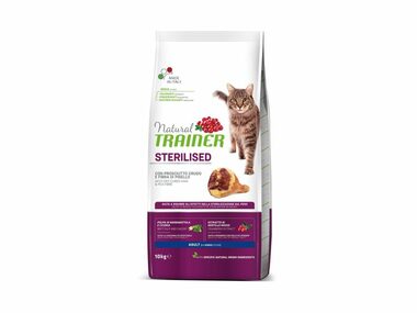 Trainer Natural Cat STERILISED sušená šunka 10kg / Granule pro kočky / pro sterilizované dospělé kočky