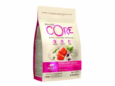 Wellness Core Cat Ocean Adult Sterilised losos 300g / Granule pro kočky / pro sterilizované a starší kočky