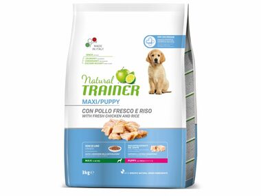 Trainer Natural Maxi Puppy čerstvé kuře 3kg / Kompletní superprémiové krmivo pro štěňata (od 2 měsíců) velkých a obřích 