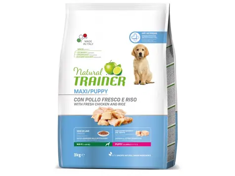 Natural Trainer Maxi Puppy čerstvé kuře 3kg / Kompletní superprémiové krmivo pro štěňata (od 2 měsíců) velkých a obřích 