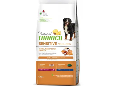 Natural Trainer SENSITIVE No Gluten Adult M/M losos 12kg / Kompletní krmivo pro dospělé psy středních a velkých plemen