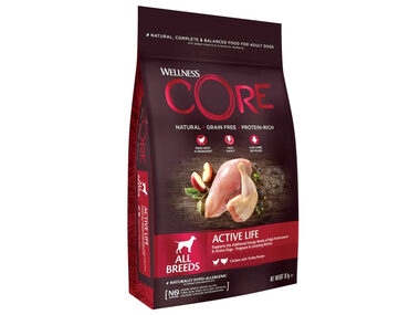 Wellness Core Dog Active Life All Breeds kuře a krůta 10kg / Krmivo pro vysoce výkonné psy kteří tráví hodně času venku