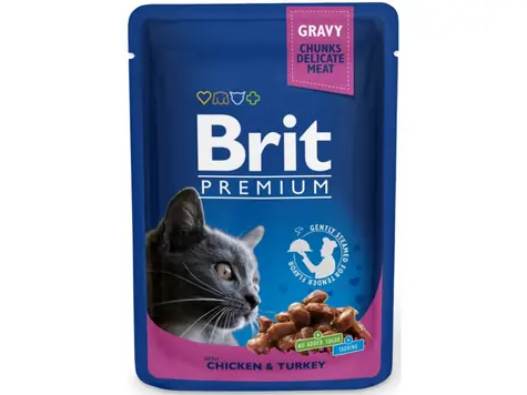 Brit Cat Premium Pouches kuře+krůta 100g / Kapsička pro kočky