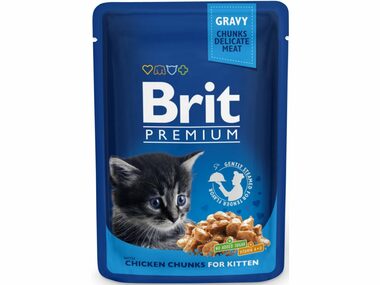 Brit Cat Premium Pouches kuřecí kousky pro koťata 100g / Kapsička pro kočky