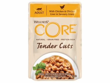 Wellness Core Cat Tender kuře a játra v omáčce Kapsička 85g