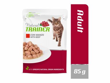 Natural Trainer Cat adult hovězí 85 g / Kapsička pro kočky