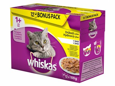 Whiskas Drůbeží výběr v želé BONUS 12pack 1200g / Kapsičky pro kočky