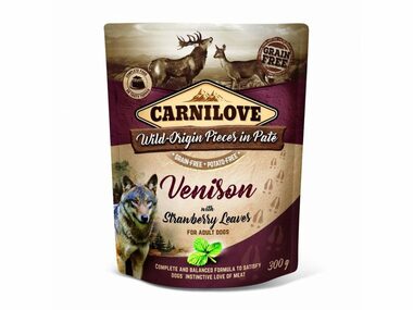 Carnilove Dog Paté Venison with Strawberry Leaves 300g / Kapsička pro psy