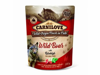 Carnilove Dog Paté Wild Boar with Rosehips 300g / Kapsička pro psy