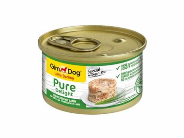GIMBORN GimDog PURE DELIGHT kuřecí s jehněčím 85g / Konzerva pro psy
