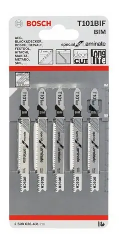 BOSCH 2608636431 / Sada pilových plátků do kmitací pily T 101 BIF / BIM / 5ks
