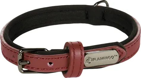Flamingo Binti Kožený obojek s neoprenem červená XS
