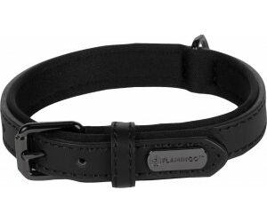 Flamingo Binti Kožený obojek s neoprenem černá XS/S