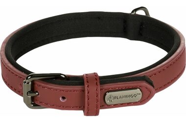 Flamingo Binti Kožený obojek s neoprenem červená S