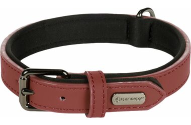 Flamingo Binti Kožený obojek s neoprenem červená S/M