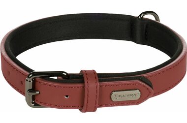 Flamingo Binti Kožený obojek s neoprenem červená M