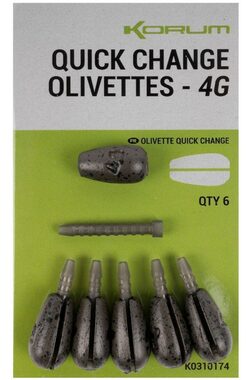KORUM Rychlovýměnná zátěž Quick Change Olivettes 4g 6ks