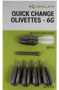 KORUM Rychlovýměnná zátěž Quick Change Olivettes 6g 5ks