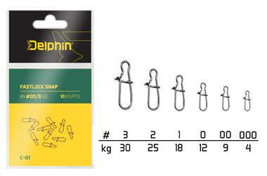 Delphin Karabinka Fastlock Snap C-01 Velikost 000 4kg 10ks