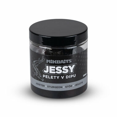 Mikbaits Pelety v dipu Jessy jeseter řada Jessy 250ml 20mm
