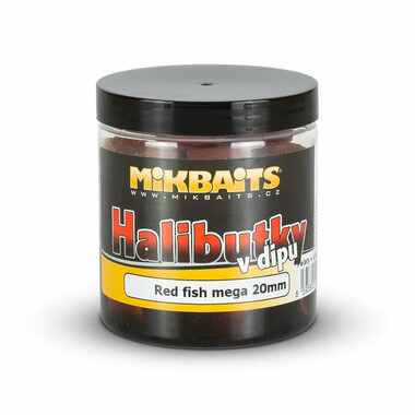 Mikbaits Halibutky v dipu Red fish 250ml 20mm