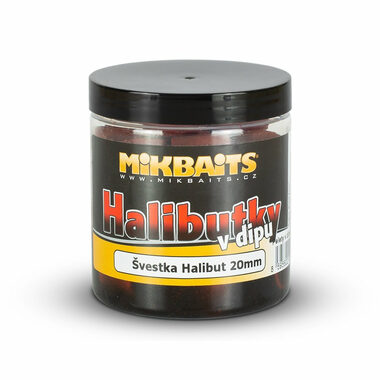 Mikbaits Halibutky v dipu Švestka Halibut 250ml 20mm