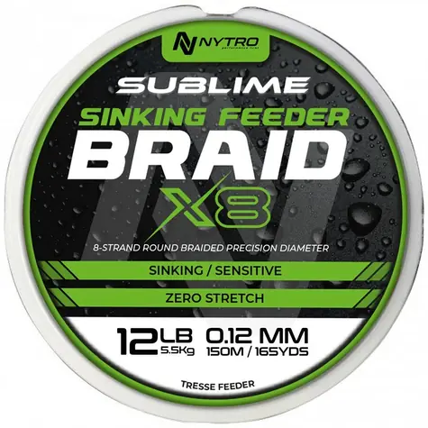 Nytro Šňůra Sublime X8 Sinking Feeder Braid 150m 0,10mm 5kg