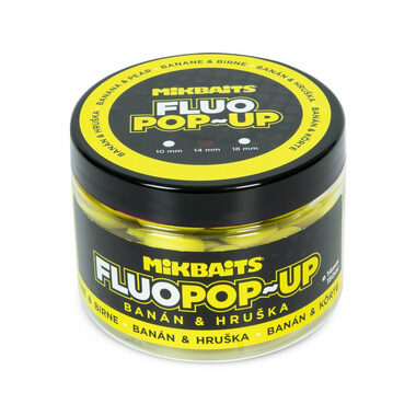 Mikbaits Plovoucí fluo boilie Banán Hruška 150ml 14mm